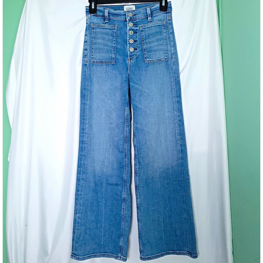 Citizens of Humanity Lyra High Rise Wide-Leg Blue Button Fly Jeans Sz.23